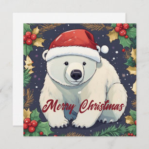 Cartes Pour Fêtes Annuelles Joyeux Noël Ours polaire blanc