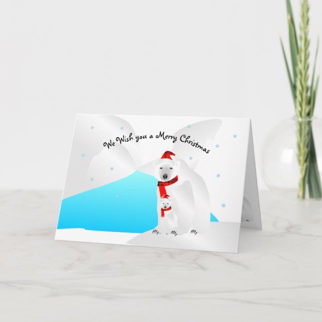 Cartes Pour Fêtes Annuelles Joyeux Noël Ours Polaires (Devant)