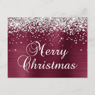 Cartes Pour Fêtes Annuelles Joyeux Noël Paillettes Argentées Papier Aluminium