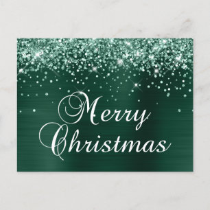 Cartes Pour Fêtes Annuelles Joyeux Noël Paillettes Pin Vert Feuille métallique