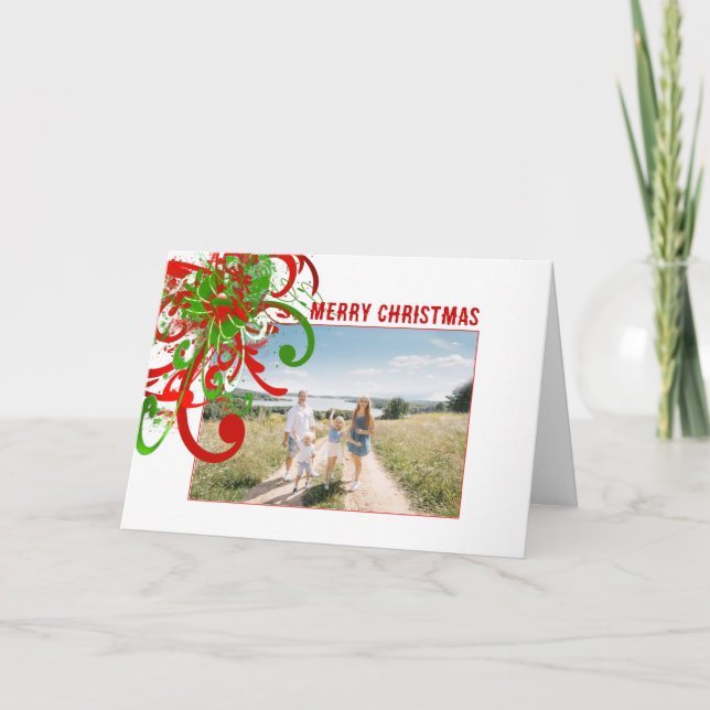 Cartes Pour Fêtes Annuelles Joyeux Noël Paint Splat Swirlies - Customisé (Devant)