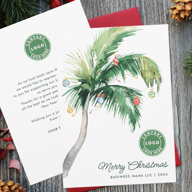 Cartes Pour Fêtes Annuelles Joyeux Noël Palm Tree Coastal Business Logo (Christmas Party Invitation Palm Trees Business Logo)