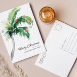 Cartes Pour Fêtes Annuelles Joyeux Noël Palm Tree Côte<br><div class="desc">Une carte de voeux moderne et élégante avec une typographie manuscrite moderne et ornée d'un palmier décoré. Customisez facilement cette carte en cliquant sur le bouton "Personnaliser".</div>