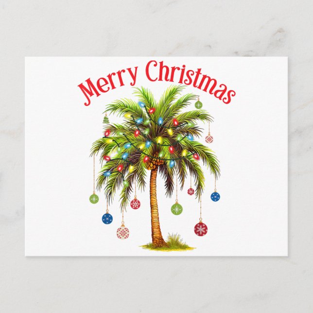 Cartes Pour Fêtes Annuelles Joyeux Noël Palm Tree Light Hawaiian Tropical (Devant)