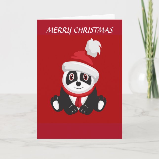 Cartes Pour Fêtes Annuelles Joyeux Noël Panda Bear (Devant)