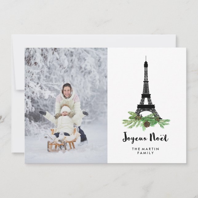 Cartes Pour Fêtes Annuelles Joyeux Noel | Parisian Christmas with your Photo (Devant)