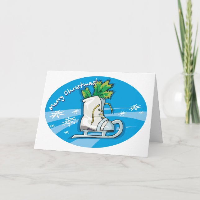 Cartes Pour Fêtes Annuelles Joyeux Noël Patinage sur glace (Devant)