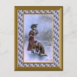 Cartes Pour Fêtes Annuelles Joyeux Noël patinage traditionnel