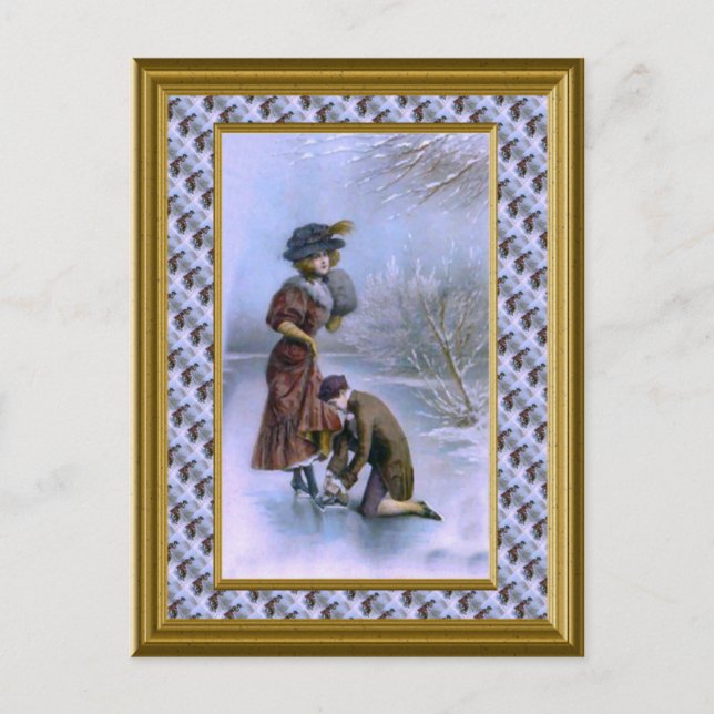 Cartes Pour Fêtes Annuelles Joyeux Noël patinage traditionnel (Devant)