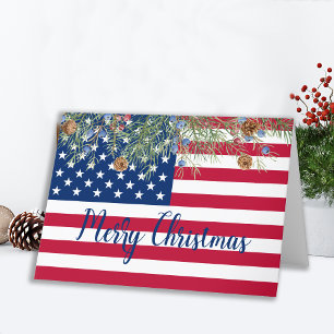 Cartes Pour Fêtes Annuelles Joyeux Noël Patriotique Militaire Américain Drapea