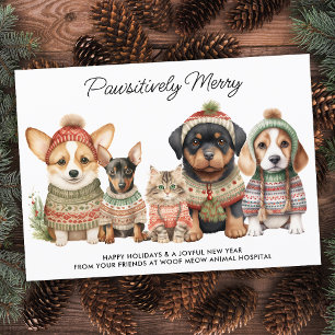 Cartes Pour Fêtes Annuelles Joyeux Noël Pawsitly Chien Chat Animal de Compagni