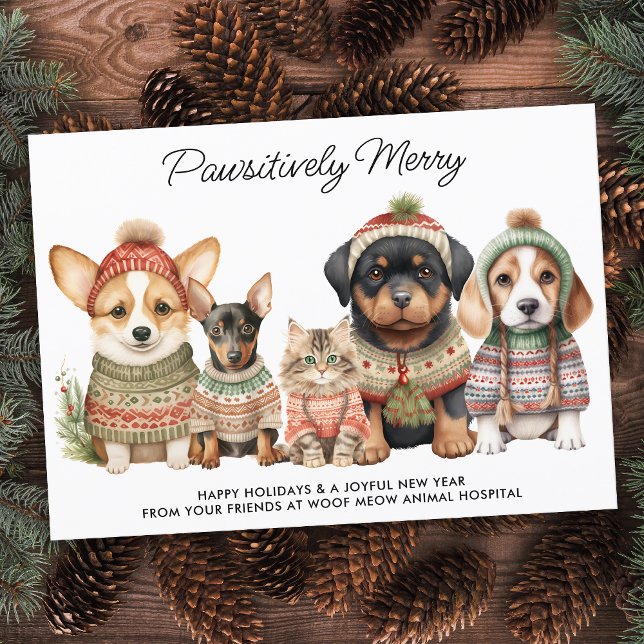 Cartes Pour Fêtes Annuelles Joyeux Noël Pawsitly Chien Chat Animal de Compagni (Créateur téléchargé)