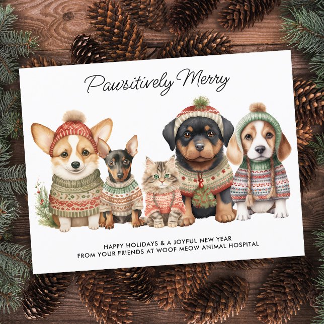 Cartes Pour Fêtes Annuelles Joyeux Noël Pawsitly Chien Chat Animal de Compagni (Créateur téléchargé)