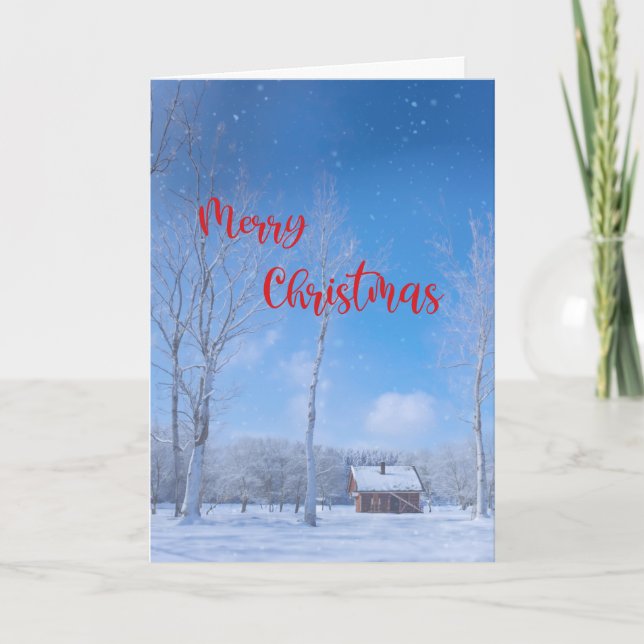 Cartes Pour Fêtes Annuelles Joyeux Noël Pays Cabine neige Dreamy (Devant)