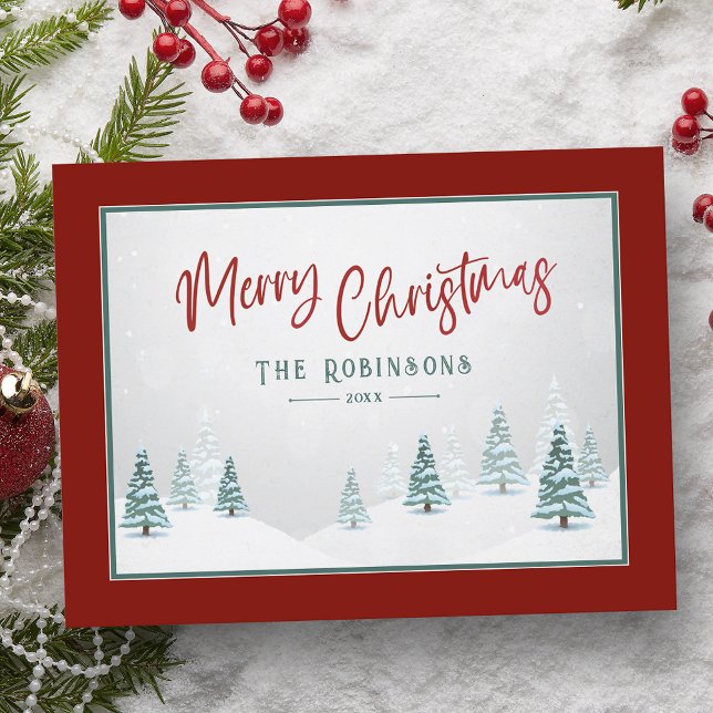 Cartes Pour Fêtes Annuelles Joyeux Noël Pays Élégant Épinette d'hiver (Créateur téléchargé)