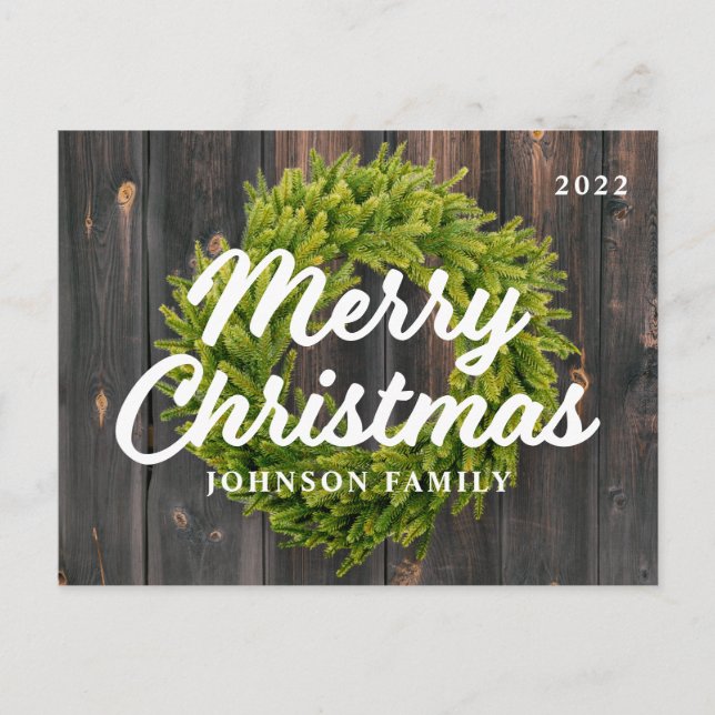 Cartes Pour Fêtes Annuelles Joyeux Noël Pays Pin Russe Wreath Bois (Devant)