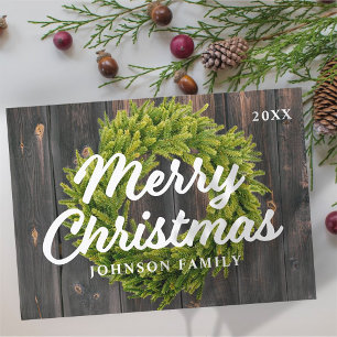 Cartes Pour Fêtes Annuelles Joyeux Noël Pays Pin Russe Wreath Bois