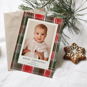 Cartes Pour Fêtes Annuelles Joyeux Noël Peint Rouge et Vert Photo Plaid