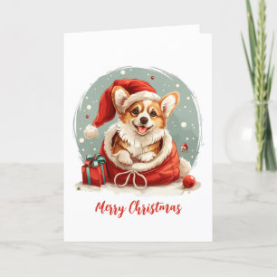 Cartes Pour Fêtes Annuelles Joyeux Noël Pembroke Welsh Corgi Puppies