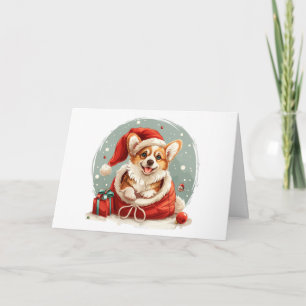 Cartes Pour Fêtes Annuelles Joyeux Noël Pembroke Welsh Corgi Puppy