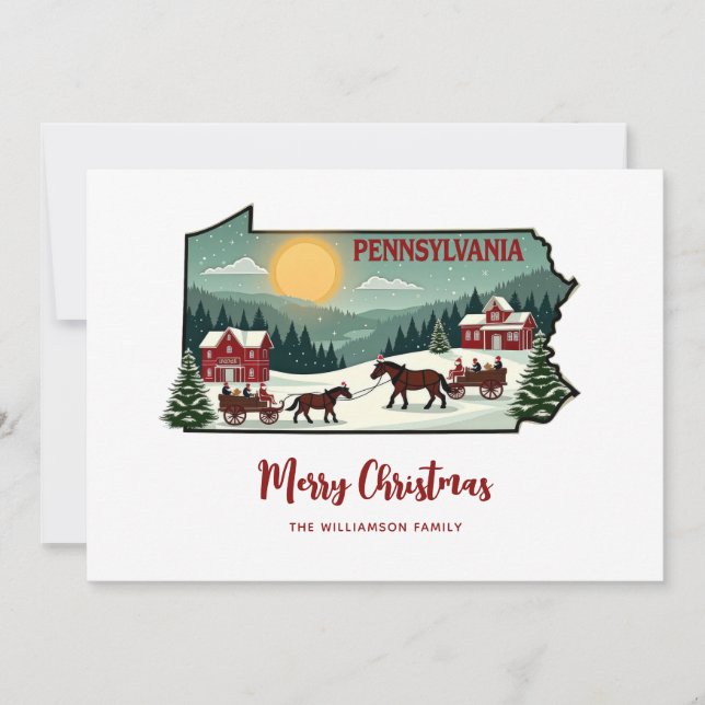Cartes Pour Fêtes Annuelles Joyeux Noël Pennsylvanie État Personnalisé (Devant)