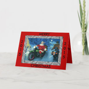 Cartes Pour Fêtes Annuelles Joyeux Noël Père Noël 2015 sur une moto