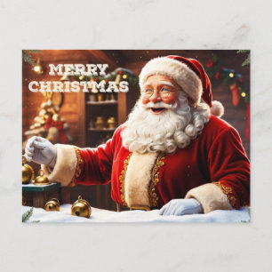 Cartes Pour Fêtes Annuelles Joyeux Noël Père Noël à son atelier