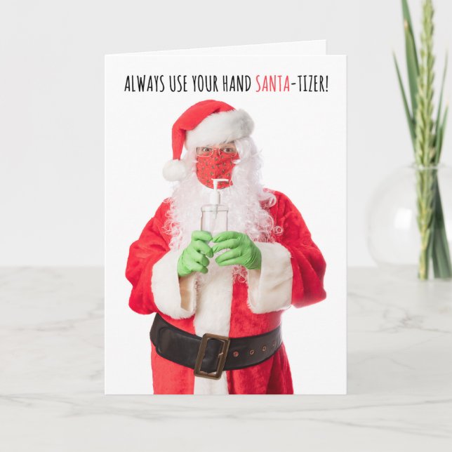 Cartes Pour Fêtes Annuelles Joyeux Noël Père Noël avec Masque de Protection et (Devant)