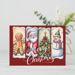 Cartes Pour Fêtes Annuelles Joyeux Noël Père Noël Bonhomme de Neige Arbre de N