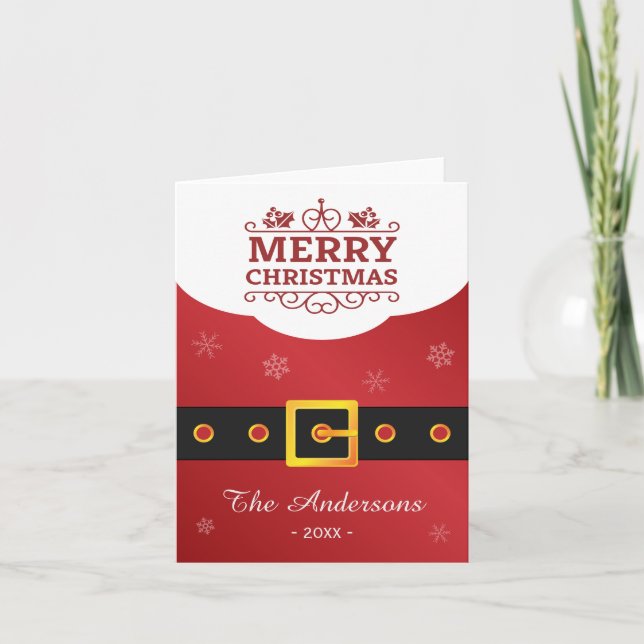 Cartes Pour Fêtes Annuelles Joyeux Noël Père Noël Ceinture Jolly Famille (Devant)