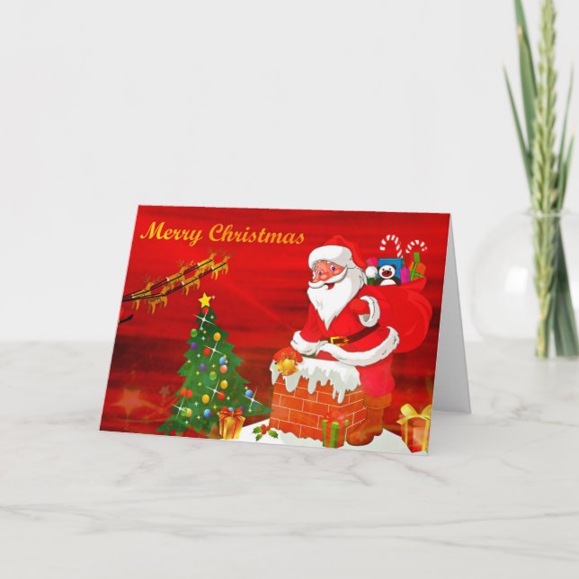 Cartes Pour Fêtes Annuelles Joyeux Noël Père Noël Décor (Devant)