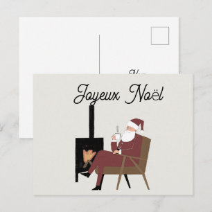 Cartes Pour Fêtes Annuelles Joyeux Noël Père Noël devant la Cheminée