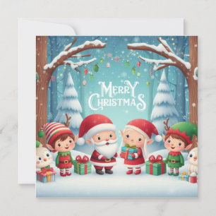 Cartes Pour Fêtes Annuelles Joyeux Noël/Père Noël/Elfes/Neige