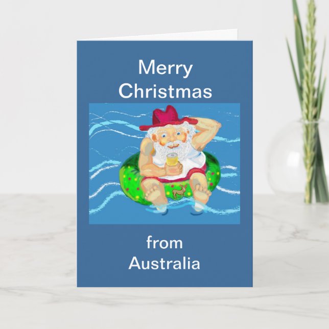 Cartes Pour Fêtes Annuelles Joyeux Noël Père Noël en Australie (Devant)