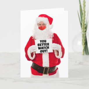 Cartes Pour Fêtes Annuelles Joyeux Noël Père Noël en masque contre le Covid