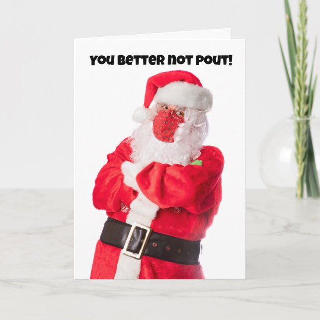 Cartes Pour Fêtes Annuelles Joyeux Noël Père Noël en Masque de Protection Ne B (Devant)