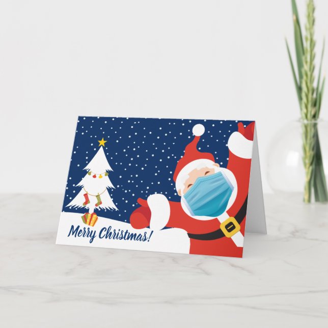 Cartes Pour Fêtes Annuelles Joyeux Noël Père Noël en masque facial (Devant)