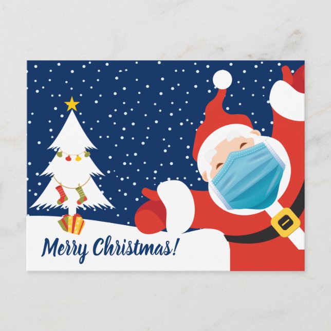 Cartes Pour Fêtes Annuelles Joyeux Noël Père Noël en masque facial (Devant)