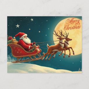 Cartes Pour Fêtes Annuelles Joyeux Noël Père Noël en traîneau