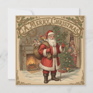 Cartes Pour Fêtes Annuelles Joyeux Noël Père Noël et enfants vintage