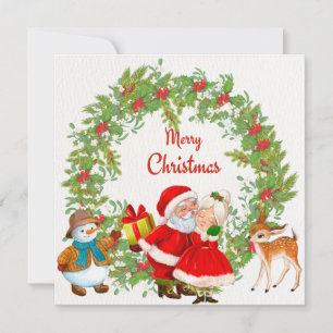 Cartes Pour Fêtes Annuelles Joyeux Noël Père Noël et Mme Claus