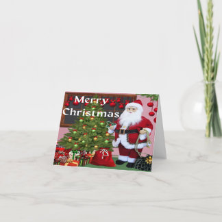 Cartes Pour Fêtes Annuelles Joyeux Noël Père Noël et sapin de Noël     