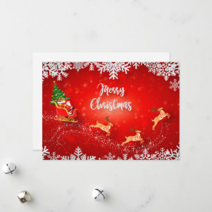 Cartes Pour Fêtes Annuelles Joyeux Noël Père Noël et traîneau