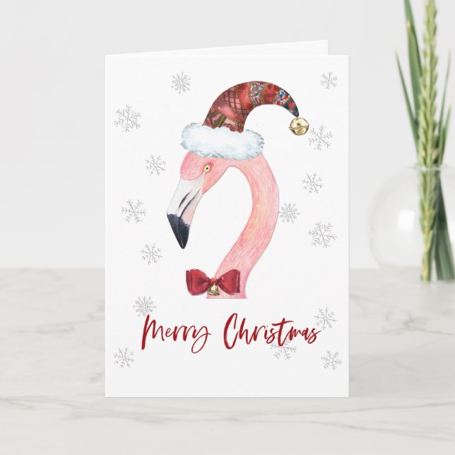 Cartes Pour Fêtes Annuelles Joyeux Noël Père Noël Flamant rose Noël (Devant)