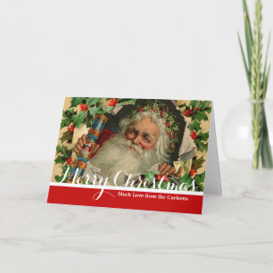 Cartes Pour Fêtes Annuelles Joyeux Noël Père Noël Holly