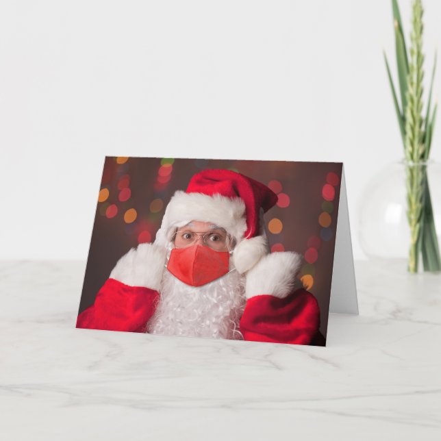 Cartes Pour Fêtes Annuelles Joyeux Noël Père Noël Monter sur le masque facial (Devant)