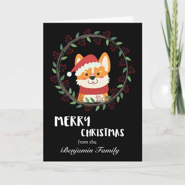 Cartes Pour Fêtes Annuelles Joyeux Noël Père Noël Puppy (Devant)