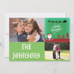 Cartes Pour Fêtes Annuelles Joyeux Noël Père Noël Reindeers Red Snowman Trees