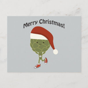 Cartes Pour Fêtes Annuelles Joyeux Noël! père Noël Running Artichoke