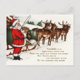 Cartes Pour Fêtes Annuelles Joyeux Noël Père Noël Sleigh Reindeer